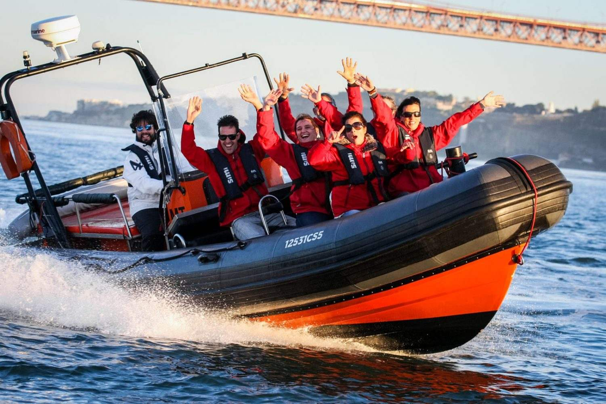 Boat party on the River Tagus on a Lisbon stag do